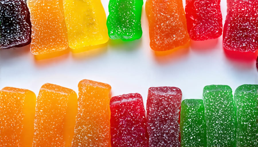 Close-up of Gourmet THC Gummies with Artisan Flavors