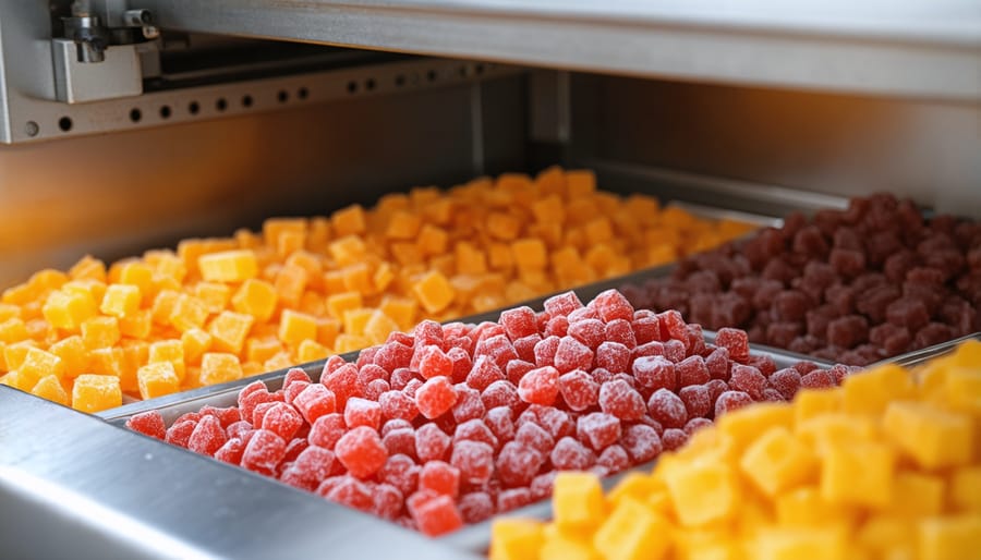 A freeze drying machine demonstrating the process with candy samples